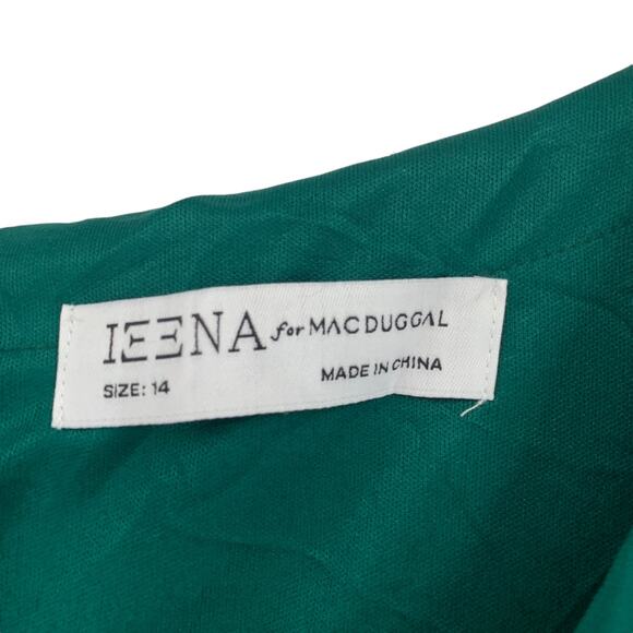 MAC DUGGAL Jersey Wrap A-Line Gown in Emerald Size 14 Long Sleeve V-Neck - Picture 2 of 5